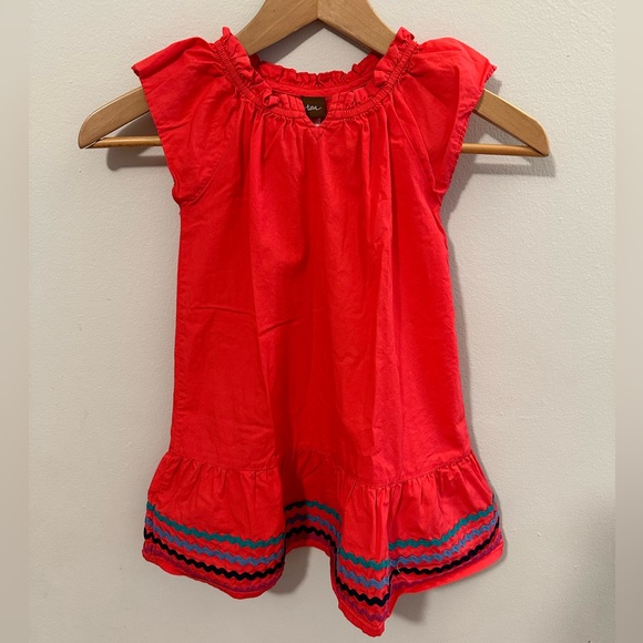 Tea Collection girls red dress size 4 - Picture 1 of 2